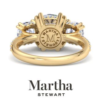 Martha Stewart 5 1/2 Carat Cushion Cut Lab Grown Diamond Three Stone Plus Engagement Ring In 14K Yellow Gold