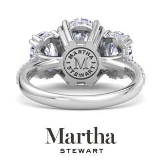 Martha Stewart 5 1/2 Carat Oval Shape Lab Grown Diamond Three Stone Plus Engagement Ring In 14K White Gold