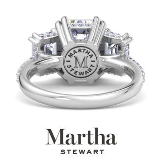 Martha Stewart 5 1/2 Carat Emerald Cut Lab Grown Diamond Three Stone Plus Engagement Ring In 14K White Gold