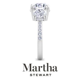 Martha Stewart 5 1/2 Carat Round Lab Grown Diamond Three Stone Plus Engagement Ring In 14K White Gold