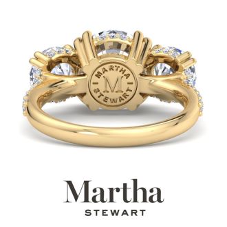 Martha Stewart 5 1/2 Carat Round Lab Grown Diamond Three Stone Plus Engagement Ring In 14K Yellow Gold