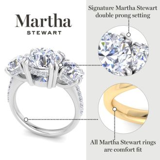 Martha Stewart 5 1/2 Carat Round Lab Grown Diamond Three Stone Plus Engagement Ring In 14K Yellow Gold