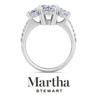 Martha Stewart 5 1/2 Carat Marquise Shape Lab Grown Diamond Three Stone Plus Engagement Ring In 14K White Gold