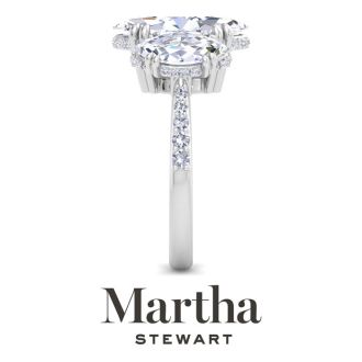 Martha Stewart 5 1/2 Carat Marquise Shape Lab Grown Diamond Three Stone Plus Engagement Ring In 14K White Gold