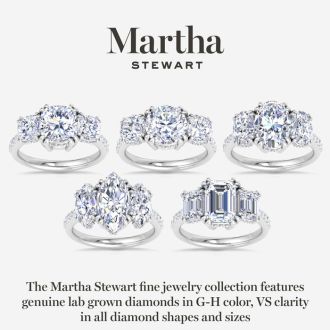 Martha Stewart 5 1/2 Carat Marquise Shape Lab Grown Diamond Three Stone Plus Engagement Ring In 14K Yellow Gold