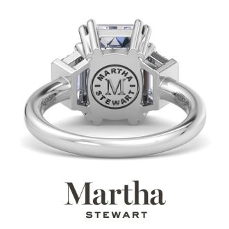 Martha Stewart 5 Carat Emerald Cut and Trapezoid Lab Grown Diamond Three Stone Engagement Ring In 14K White Gold
