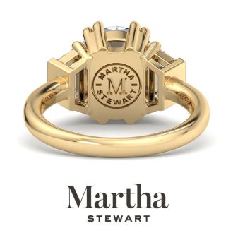Martha Stewart 5 Carat Round and Trapezoid Lab Grown Diamond Three Stone Engagement Ring In 14K Yellow Gold