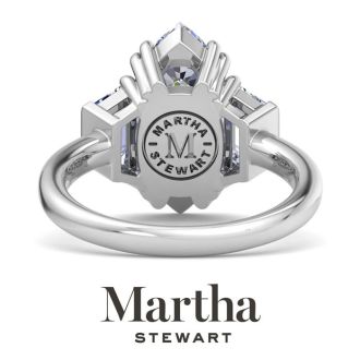Martha Stewart 5 Carat Marquise Shape and Trapezoid Lab Grown Diamond Three Stone Engagement Ring In 14K White Gold
