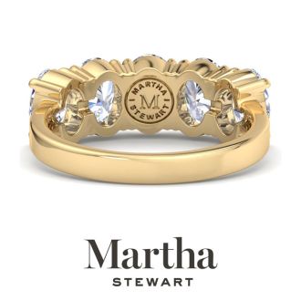 Martha Stewart 3 Carat Oval Shape Lab Grown Diamond Five Stone Engagement Ring In 14K Yellow Gold
