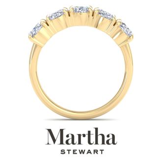 Martha Stewart 3 Carat Oval Shape Lab Grown Diamond Five Stone Engagement Ring In 14K Yellow Gold