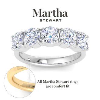 Martha Stewart 3 Carat Round Lab Grown Diamond Five Stone Engagement Ring In 14K Yellow Gold