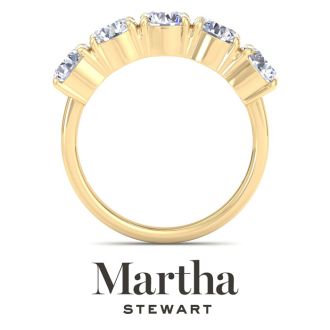 Martha Stewart 3 Carat Round Lab Grown Diamond Five Stone Engagement Ring In 14K Yellow Gold