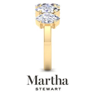 Martha Stewart 3 Carat Marquise Shape Lab Grown Diamond Five Stone Engagement Ring In 14K Yellow Gold