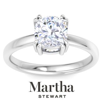 Martha Stewart 2 Carat Cushion Cut Lab Grown Diamond Solitaire Engagement Ring In 14K White Gold