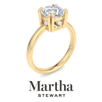 Martha Stewart 2 Carat Cushion Cut Lab Grown Diamond Solitaire Engagement Ring In 14K Yellow Gold