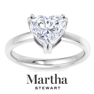Martha Stewart 2 Carat Heart Shape Lab Grown Diamond Solitaire Engagement Ring In 14K White Gold