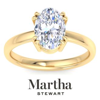 Martha Stewart 2 Carat Oval Shape Lab Grown Diamond Solitaire Engagement Ring In 14K Yellow Gold