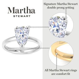 Martha Stewart 2 Carat Pear Shape Lab Grown Diamond Solitaire Engagement Ring In 14K Yellow Gold