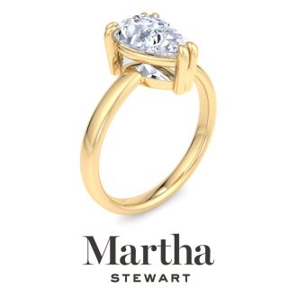 Martha Stewart 2 Carat Pear Shape Lab Grown Diamond Solitaire Engagement Ring In 14K Yellow Gold