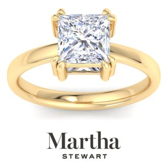 Martha Stewart 2 Carat Princess Cut Lab Grown Diamond Solitaire Engagement Ring In 14K Yellow Gold