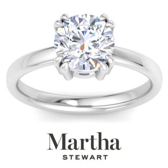 Martha Stewart 2 Carat Round Shape Lab Grown Diamond Solitaire Engagement Ring In 14K White Gold