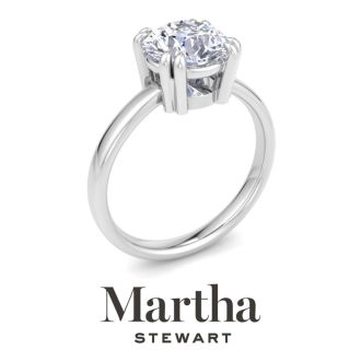 Martha Stewart 2 Carat Round Shape Lab Grown Diamond Solitaire Engagement Ring In 14K White Gold
