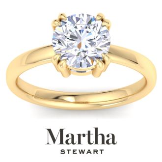 Martha Stewart 2 Carat Round Shape Lab Grown Diamond Solitaire Engagement Ring In 14K Yellow Gold