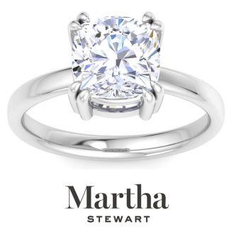 Martha Stewart 3 Carat Cushion Cut Lab Grown Diamond Solitaire Engagement Ring In 14K White Gold