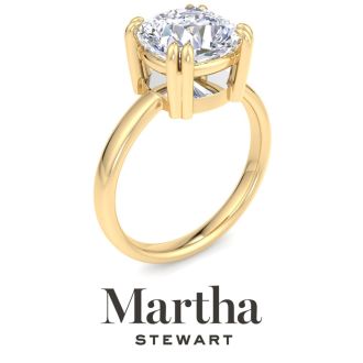 Martha Stewart 3 Carat Cushion Cut Lab Grown Diamond Solitaire Engagement Ring In 14K Yellow Gold