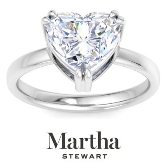 Martha Stewart 3 Carat Heart Shape Lab Grown Diamond Solitaire Engagement Ring In 14K White Gold