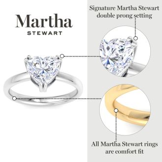 Martha Stewart 3 Carat Heart Shape Lab Grown Diamond Solitaire Engagement Ring In 14K White Gold