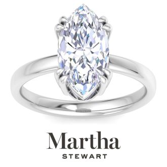 Martha Stewart 3 Carat Marquise Shape Lab Grown Diamond Solitaire Engagement Ring In 14K White Gold