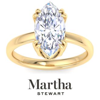 Martha Stewart 3 Carat Marquise Shape Lab Grown Diamond Solitaire Engagement Ring In 14K Yellow Gold