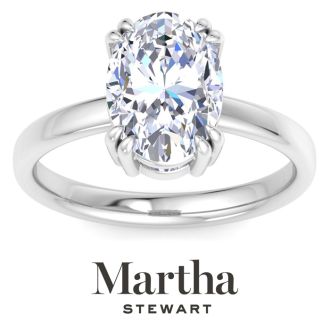 Martha Stewart 3 Carat Oval Shape Lab Grown Diamond Solitaire Engagement Ring In 14K White Gold