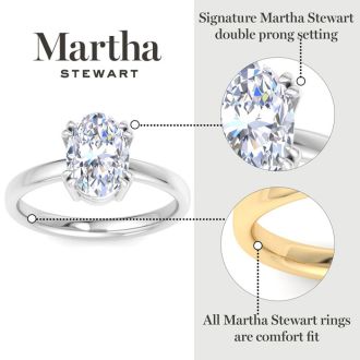 Martha Stewart 3 Carat Oval Shape Lab Grown Diamond Solitaire Engagement Ring In 14K White Gold