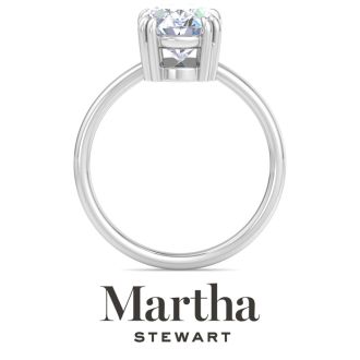 Martha Stewart 3 Carat Oval Shape Lab Grown Diamond Solitaire Engagement Ring In 14K White Gold