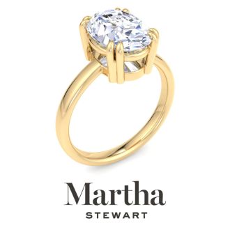 Martha Stewart 3 Carat Oval Shape Lab Grown Diamond Solitaire Engagement Ring In 14K Yellow Gold