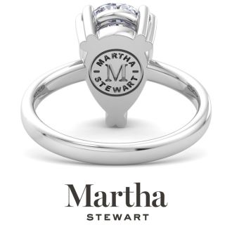 Martha Stewart 3 Carat Pear Shape Lab Grown Diamond Solitaire Engagement Ring In 14K White Gold