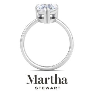 Martha Stewart 3 Carat Pear Shape Lab Grown Diamond Solitaire Engagement Ring In 14K White Gold