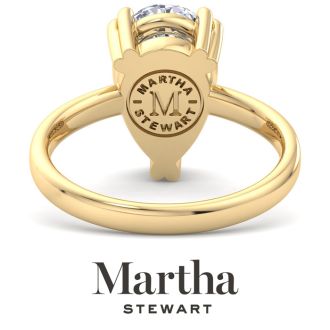 Martha Stewart 3 Carat Pear Shape Lab Grown Diamond Solitaire Engagement Ring In 14K Yellow Gold