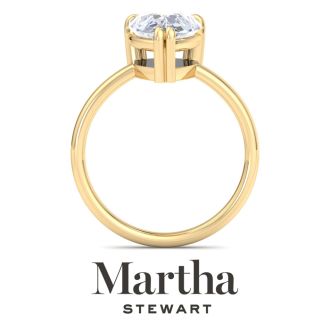 Martha Stewart 3 Carat Pear Shape Lab Grown Diamond Solitaire Engagement Ring In 14K Yellow Gold