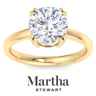 Martha Stewart 3 Carat Round Shape Lab Grown Diamond Solitaire Engagement Ring In 14K Yellow Gold