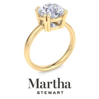 Martha Stewart 3 Carat Round Shape Lab Grown Diamond Solitaire Engagement Ring In 14K Yellow Gold