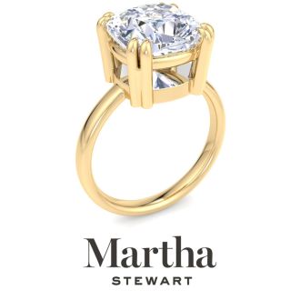 Martha Stewart 5 Carat Cushion Cut Lab Grown Diamond Solitaire Engagement Ring In 14K Yellow Gold