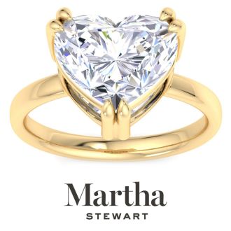 Martha Stewart 5 Carat Heart Shape Lab Grown Diamond Solitaire Engagement Ring In 14K Yellow Gold