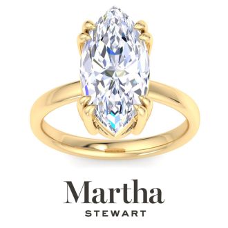 Martha Stewart 5 Carat Marquise Shape Lab Grown Diamond Solitaire Engagement Ring In 14K Yellow Gold
