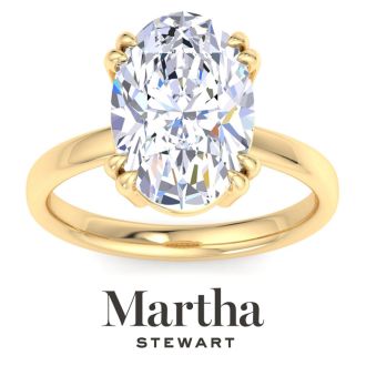 Martha Stewart 5 Carat Oval Shape Lab Grown Diamond Solitaire Engagement Ring In 14K Yellow Gold