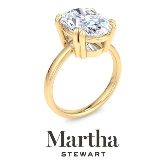 Martha Stewart 5 Carat Oval Shape Lab Grown Diamond Solitaire Engagement Ring In 14K Yellow Gold