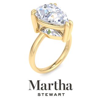 Martha Stewart 5 Carat Pear Shape Lab Grown Diamond Solitaire Engagement Ring In 14K Yellow Gold