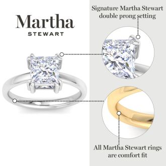 Martha Stewart 5 Carat Princess Cut Lab Grown Diamond Solitaire Engagement Ring In 14K White Gold